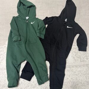 Nike Baby Hooded One-Piece Set in Green and Black